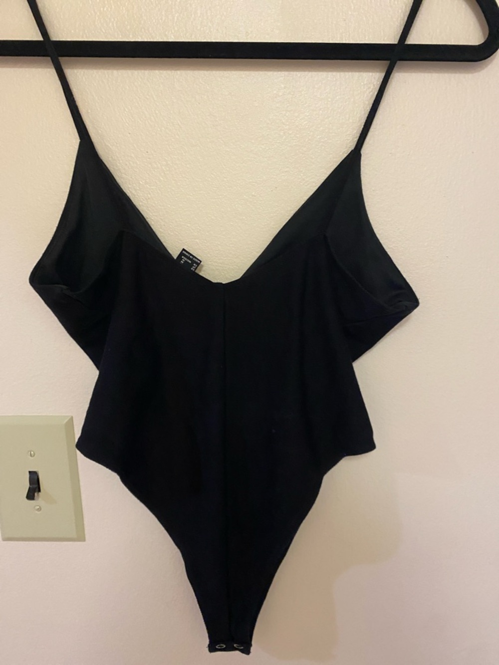 Forever 21 Black Layered V-Neck Spaghetti Strap Bodysuit